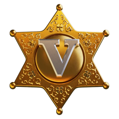 Goldener Wildsino-VIP-Stern mit römischer Ziffer V